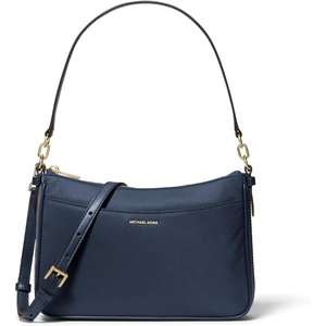 Michael Kors Women’s Jet Set Top Zip Pochette Crossbody Bag(Gold-tone Hardware/Milano Nylon/Navy)