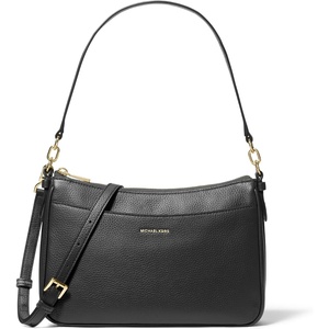 Michael Kors Women’s Jet Set Top Zip Pochette Crossbody Bag(Gold-tone Hardware/Pebble Leather/Black)