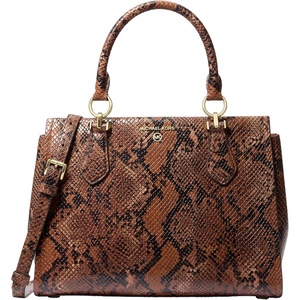 Michael Kors Women’s Marilyn Satchel(Gold-tone Hardware/Embossed Snake Leather/Luggage)