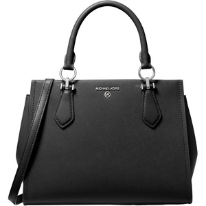 Michael Kors Women’s Marilyn Satchel(Silver-tone Hardware/Black)