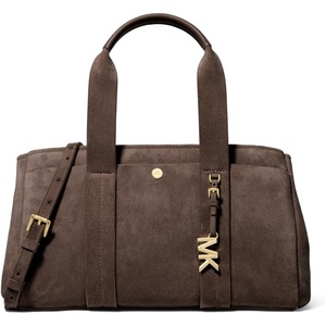Michael Kors Women’s Romee Small Satchel(Gold-tone Hardware/Suede Leather/Chocolate)