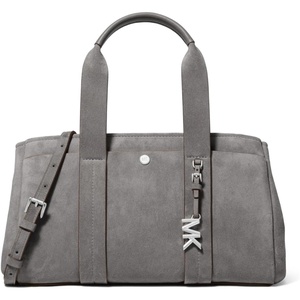 Michael Kors Women’s Romee Small Satchel(Silver-tone Hardware/Suede Leather/Storm)