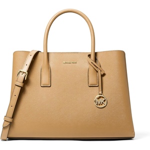 Michael Kors Women’s Ruthie Large Satchel(Gold-tone Hardware/Saffiano Leather/Burnt Khaki)