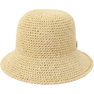 Michael Kors Women’s Straw Bucket Hat, Stylish & Versatile Accessory for Everyday Wear(Natural)