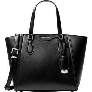 Michael Kors Women’s Taryn Small Convertible Crossbody Bag(Silver-tone Hardware/Black)