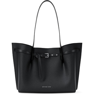 Michael Kors womens Emilia Large Tote(Silver-tone Hardware/Pebble Leather/Black)