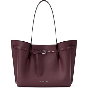 Michael Kors womens Emilia Large Tote(Silver-tone Hardware/Tonal Mk Signature Coated Twill/Oxblood)